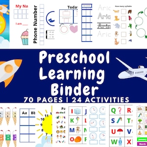 Personalized Preschool Learning Binder | Printable Busy Book | Homeschool Curriculum | Pre-K, Toddler, Kindergarten Activities Download