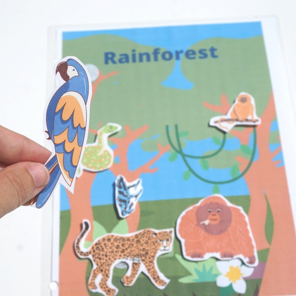 Rainforest Animals Habitat and Biome Printable Download Activity for PRE-K at Home Busy Book | Kindergarten Science | Biome Unit Study