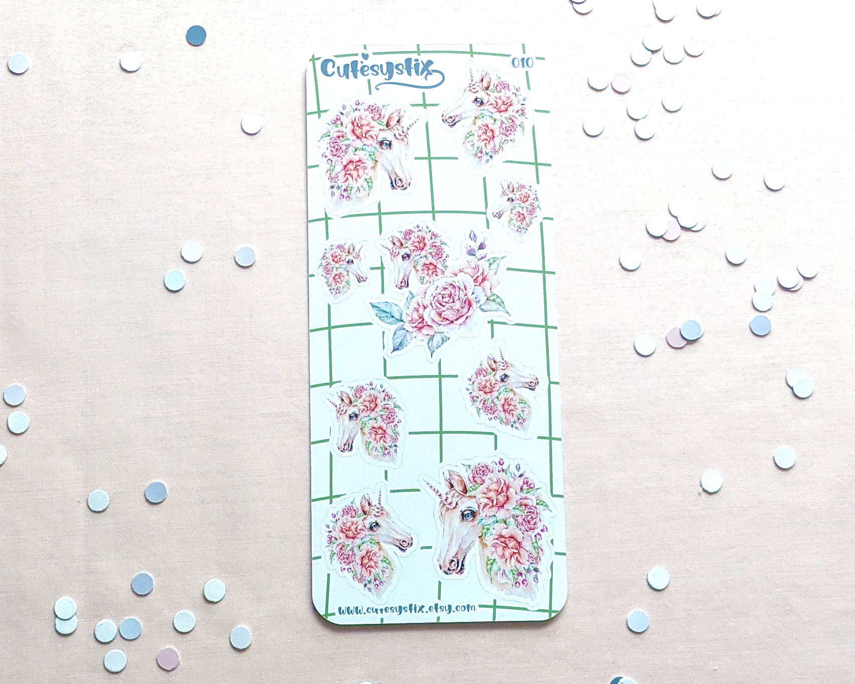 010 Floral Unicorn Stickers Paper & Party Supplies Stickers, Labels