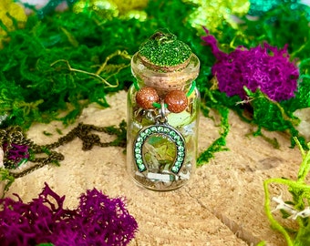 Lucky Charm Spell Bottle Necklace | Manifest Good Luck & Material Wealth | Increase Gambling Wins and Draw in Favorable Opportunities