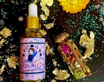 RICH BITCH Spell Jar & Ritual Oil | Money, Luxury, Wealth Spells | Glamour and Sex Appeal Magick | Hoodoo Oils and Herbs | Curio Gifts