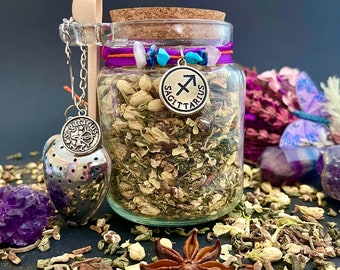 SAGITTARIUS: The Archer | Enchanted Herbal Tea Blend | Self Love Ritual Magic | Zodiac, Astrology, Horoscope, Witchy, Tarot, Birthday Gifts