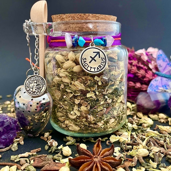 SAGITTARIUS: The Archer | Enchanted Herbal Tea Blend | Self Love Ritual Magic | Zodiac, Astrology, Horoscope, Witchy, Tarot, Birthday Gifts