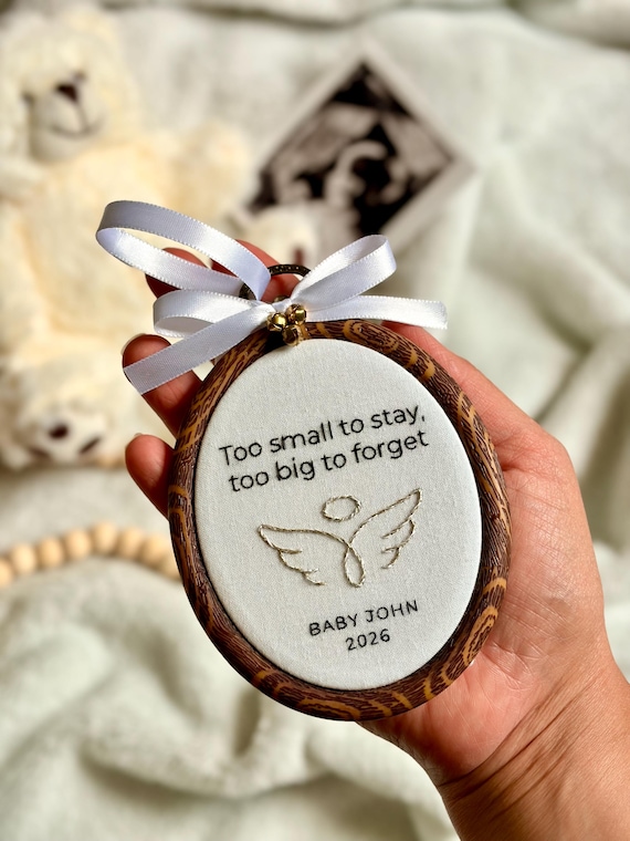 Hand Embroidered Miscarriage & Infant Loss Memorial Ornament, Custom Remembrance Gift for Stillborn Baby, Miscarriage Keepsake