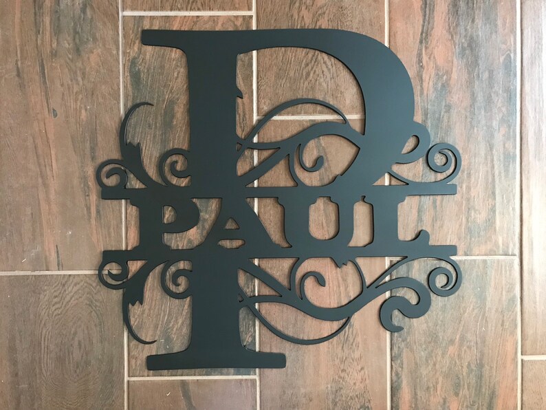 Split Monogram Sign - Etsy