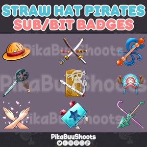 Pirates Crew Badges Bundle| One P Sub Badges for Twitch| Stream Sub & Bit Badges | Anime Bit Badges | Twitch Graphics | Sub Badge