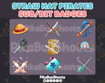 Anime Pirates Sub Badges: One P Twitch Stream Badges (Digitaler Download)