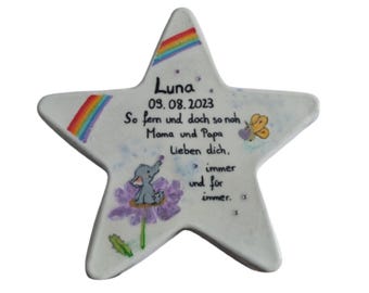 Mourning stone, gravestone/memorial stone/grave decoration/funeral/memory/cemetery stone/star child/large star/elephant
