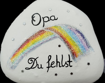 Trauerstein Regenbogen – farbenfrohes Andenken mit GlitzerRegenbogen /Handgefertigter Erinnerungsstein/Grabdeko/Beerdigung/ Erinnerung/
