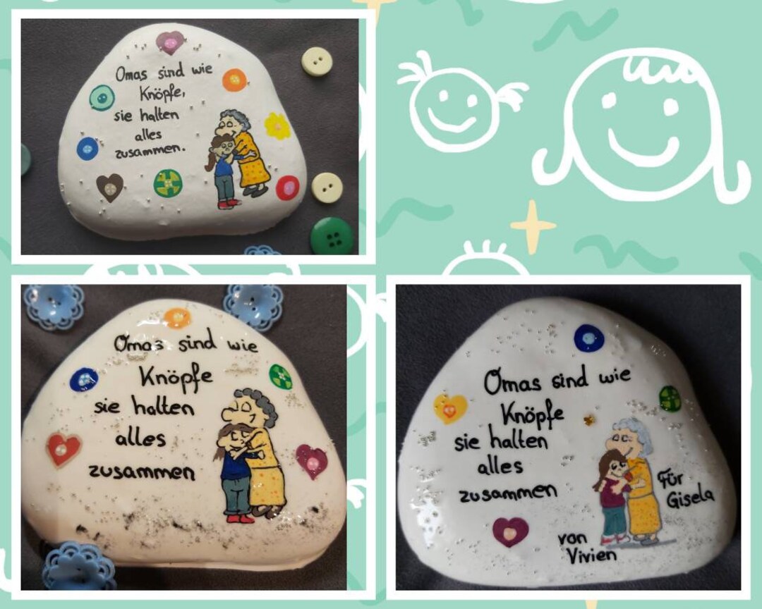 WORTE Steine mit Herz Omas sind wie Knöpfe bemalter Stein Etsy.de