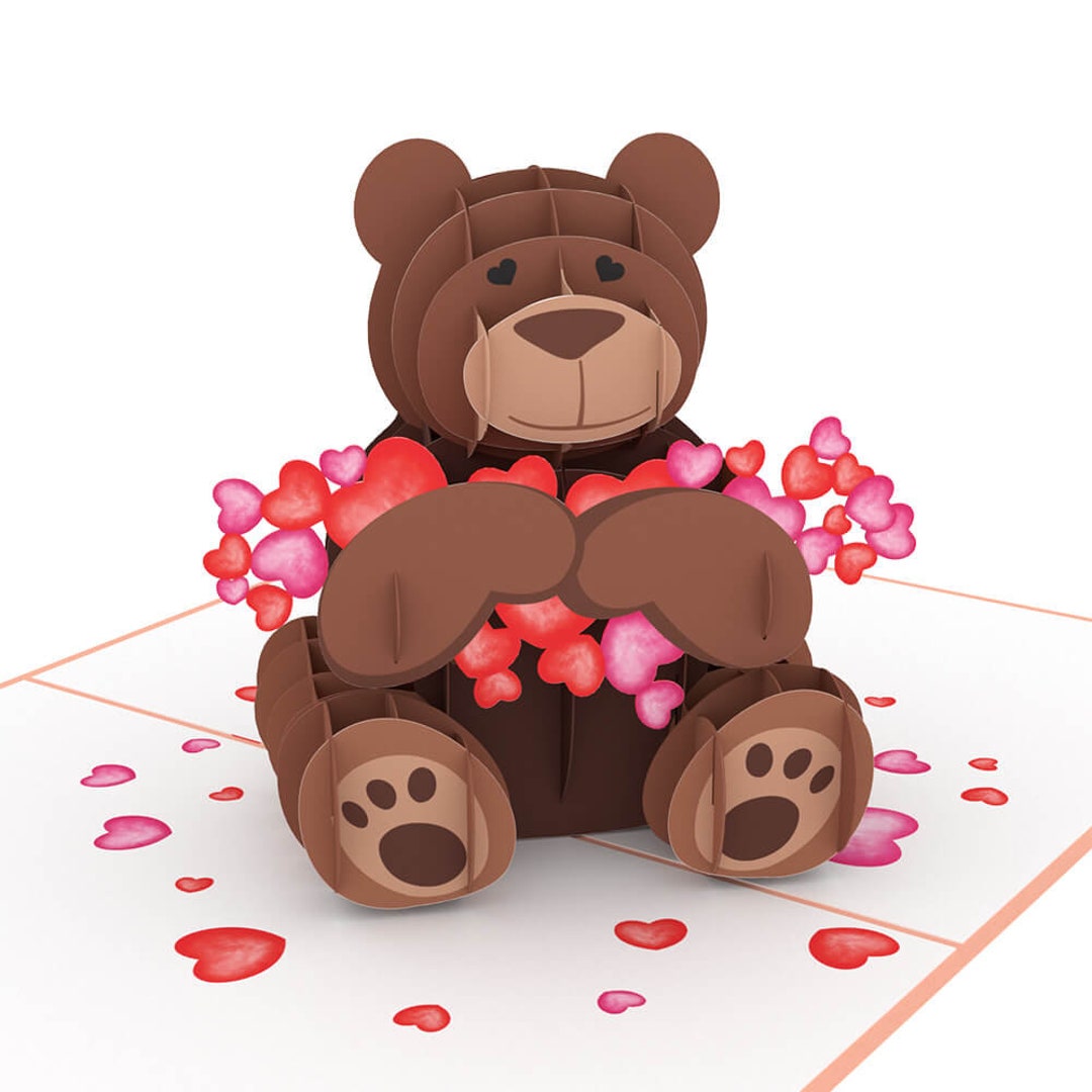 Teddy Bear Love 3D Pop up Card - Etsy
