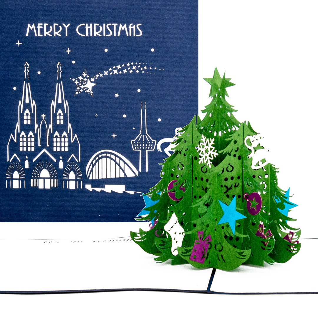 Skyline & Christmas Tree 3D Pop up Card - Etsy
