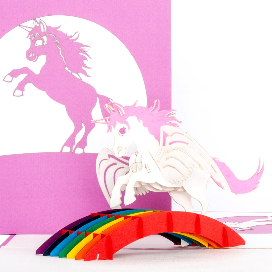Rainbow Unicorn 3D Pop up Card - Etsy