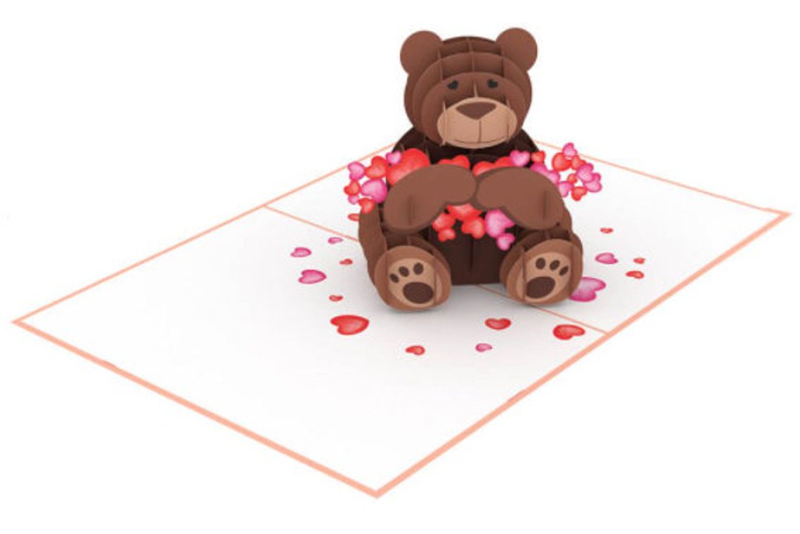 Teddy Bear Love 3D Pop up Card - Etsy