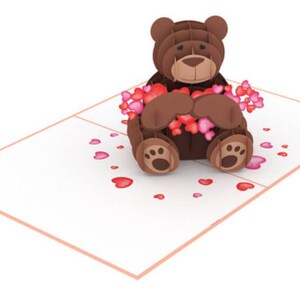 Teddy Bear Love 3D Pop up Card - Etsy