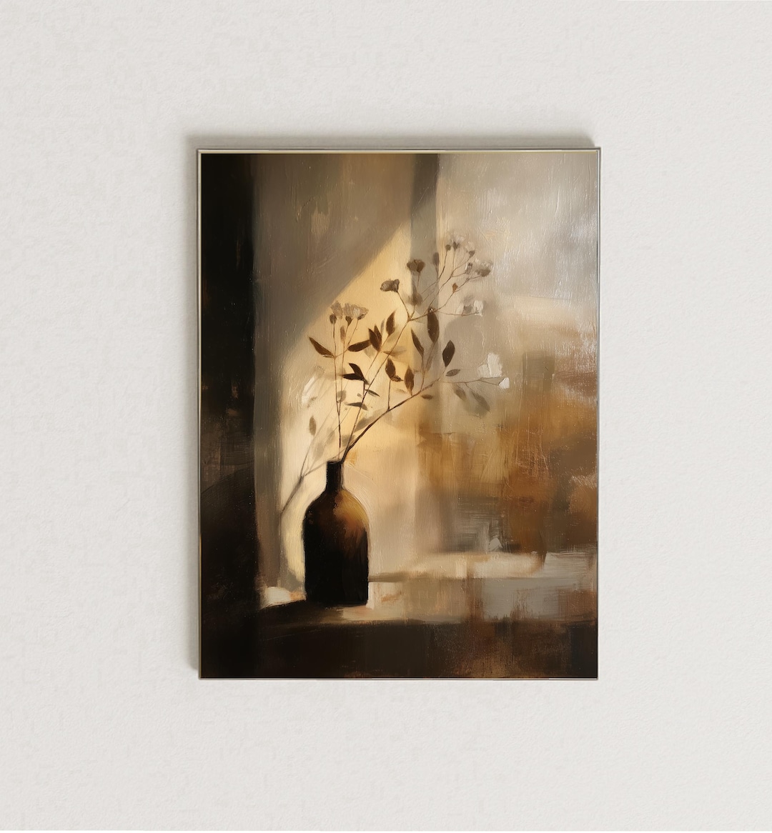 Minimalist Sepia Still Life Print, Neutral Botanical Wall Art, Warm ...
