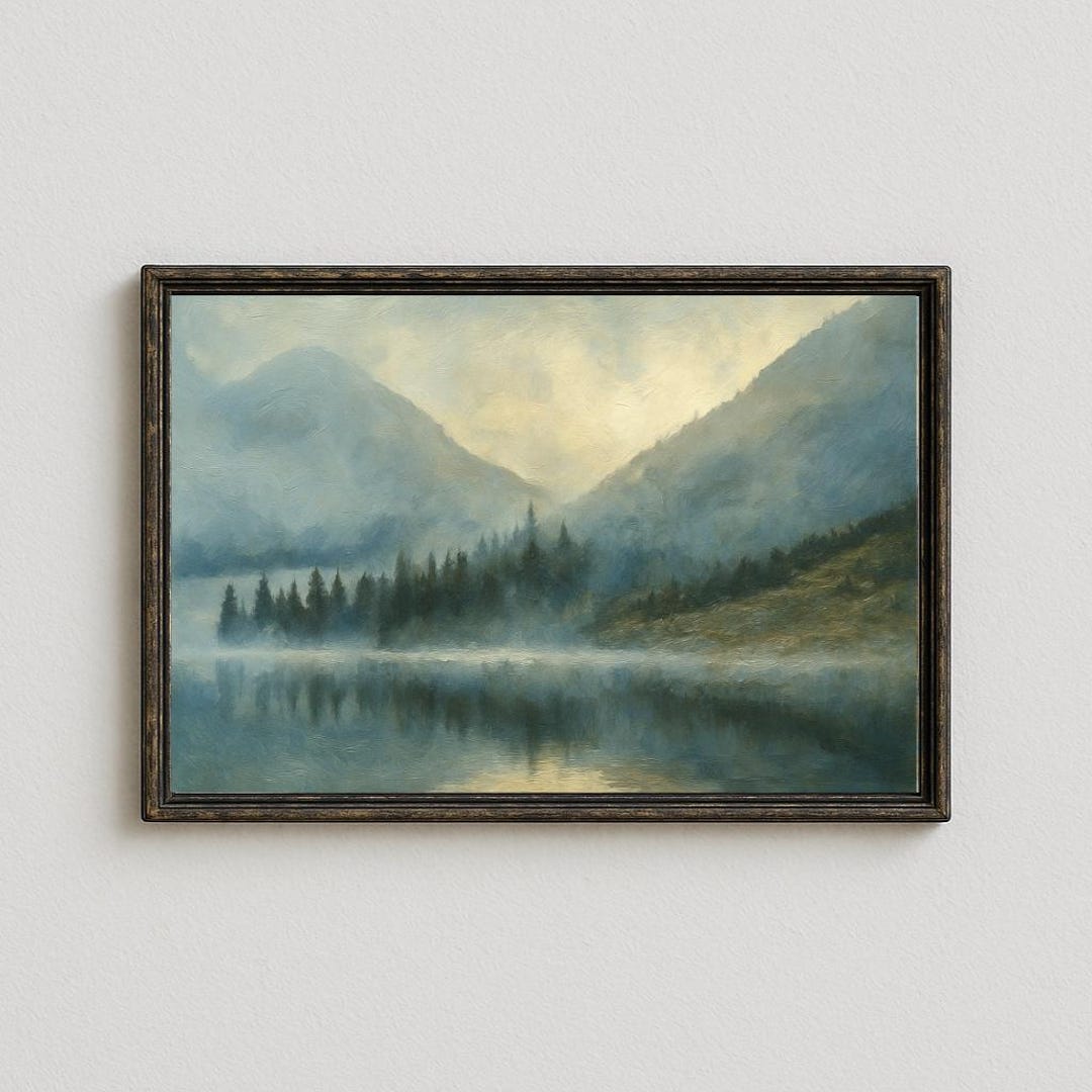 Misty Mountain Lake Print: Serene Nature Landscape Wall Art (digital ...