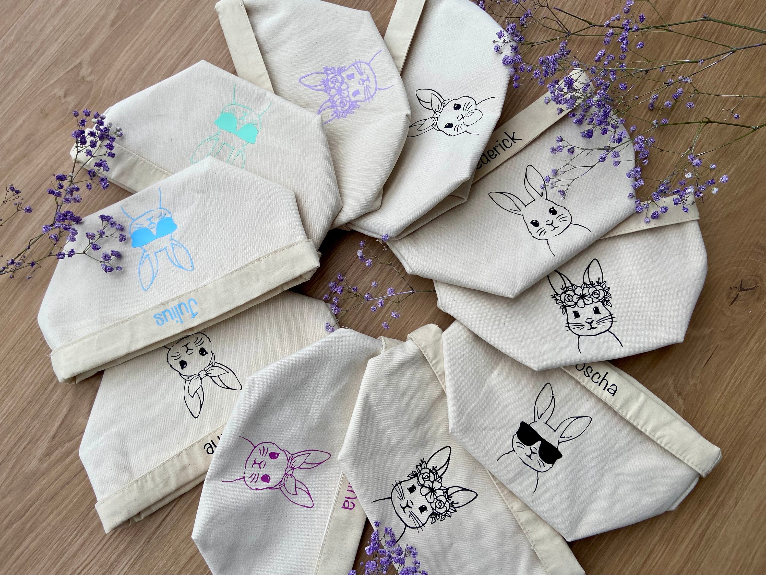 Personalized Easter nest / Easter basket / Easter bag with cute bunny print desired name / storage basket / children / gift / jute
