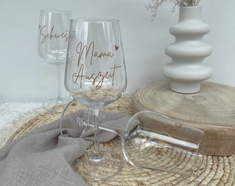 Glas personalisiert mit Wunschname | Weinglas mit Wunschtext | Geschenkidee | JGA | Hochzeit | Geburtstag | Muttertag | Weihnachten | Feier