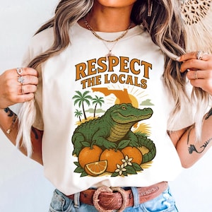 Respect The Locals Florida Alligator T-Shirt, Southern Wildlife Tee, Florida Swamp Shirt, Comfort Colors, Alligator Shirt, Everglades Shirt