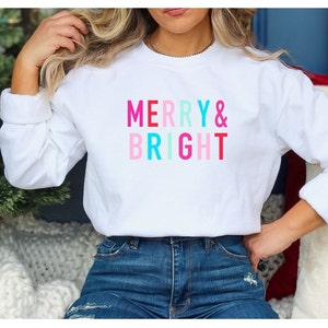 Merry And Bright Shirt, Christmas T-Shirt, Cute Christmas Sweatshirt, Christmas Shirt For Women, Merry Christmas Shirt, Holiday Shirt, Xmas
