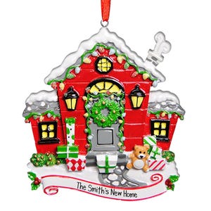Red Christmas House - Personalized Ornaments - New Home & Housewarming realtor - real estate - apartment - condo