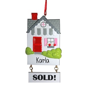 House with SOLD Sign - Personalized Christmas Ornament - First Home - 1st Mortgage - Our New House - Real Estate Agent - New Home