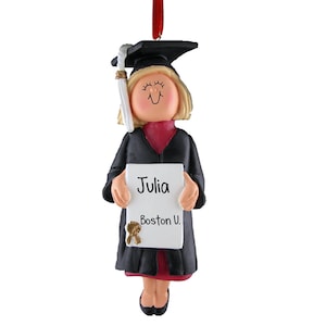 graduiertes Mädchenband auf Diplom - blondes Haar - Weihnachtsverzierungen - Abschluss - College-Abschluss - Abitur - freie Personalisierung