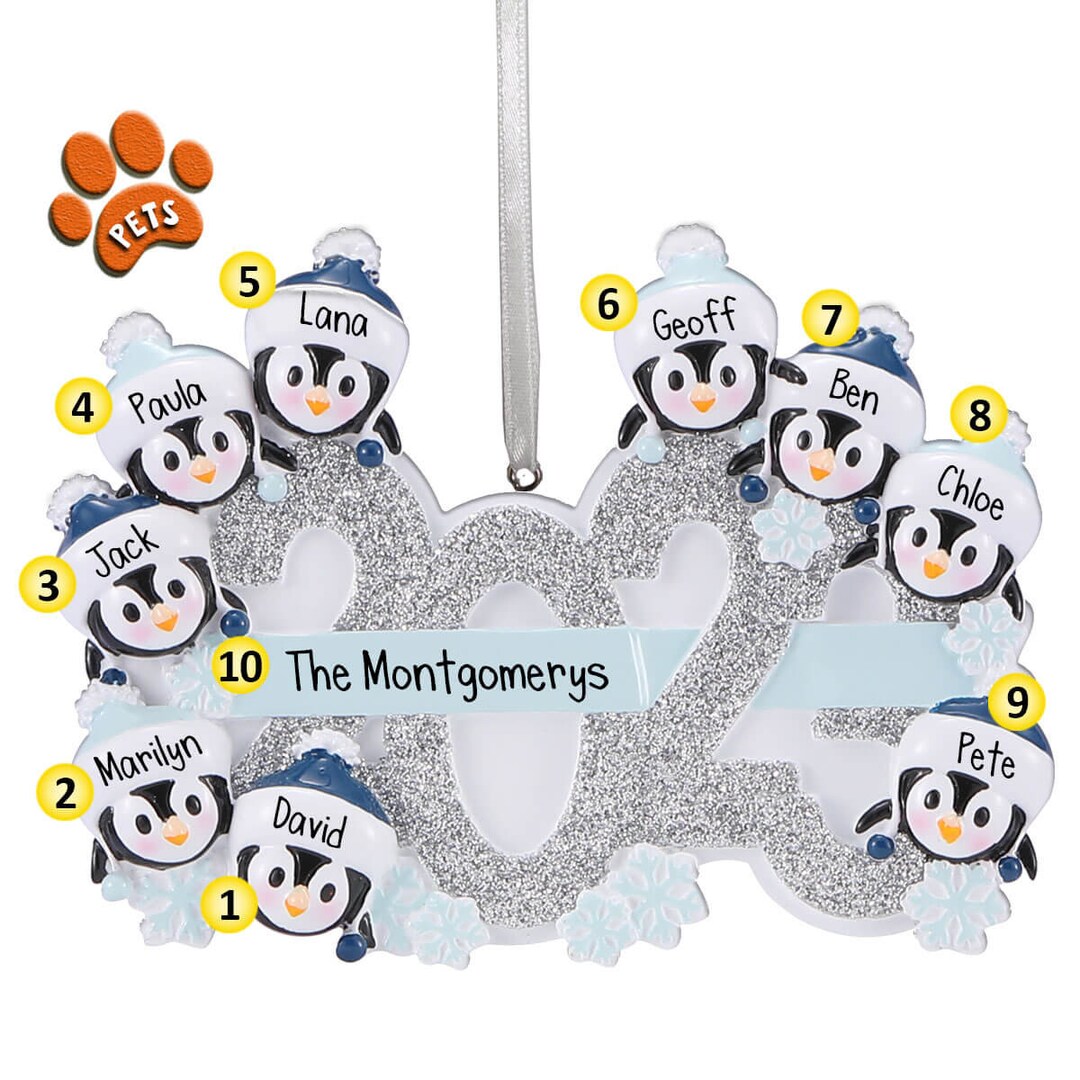 Past Year Personalized 2023 Penguin Family - 9 - Christmas Ornament ...