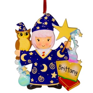 Wizard - Girl - Personalized Christmas Ornaments - Fantasy Characters - Witchcraft - Free Shipping Eligible