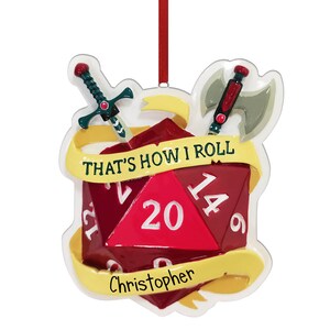 Gepersonaliseerde rollenspellen kerstornament - gratis personalisatie - dobbelstenen - fantasie - verbeelding