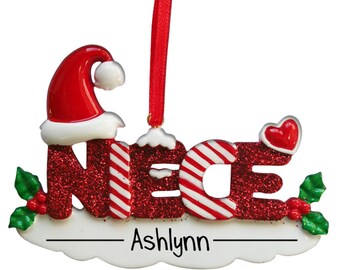 Nichte - Personalisierte Weihnachtsverzierung - Großfamilie - Geschenke von einer Tante - Freie Personalisierung - Perfekte Handschrift