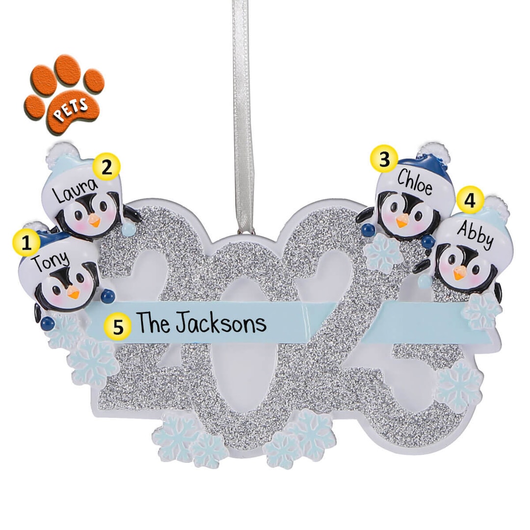 Past Year Personalized 2023 Penguin Family - 4 - Christmas Ornament ...
