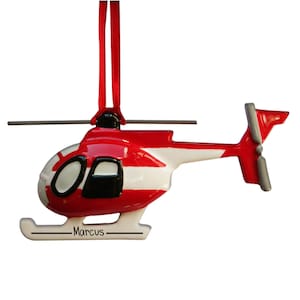 Roter Hubschrauber - Personalisierte Ornamente - Transport - Chopper - Vogel - Tour durch Hawaii - Besichtigung - freie Personalisierung