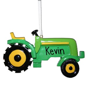 Green Tractor with Yellow Seat - Personalized Ornaments - Construction - farmer - farming - plowing the fields - crop farmer - Iowa - Barn