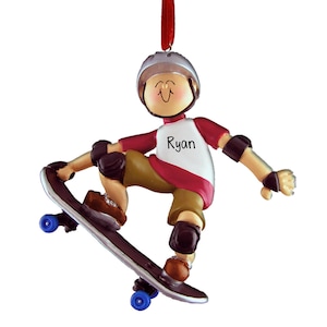 Skateboard Grabber - Male - Christmas Ornament - Skate Park - Skateboarding Kids - Free Personalization