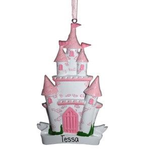 Pink Princess Castle - Personalized Christmas Ornaments - Royalty - Princesses - Fairy Tales