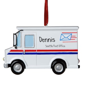 Mail Truck - Personalized Christmas Ornaments - Post Office - Postal Worker - Mailman - Delivery Driver - Letters - Free Personalization