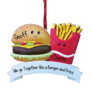 Burger & Fries - Personalized Christmas Ornament - Fast Food - Hamburgers - Perfect Handwriting