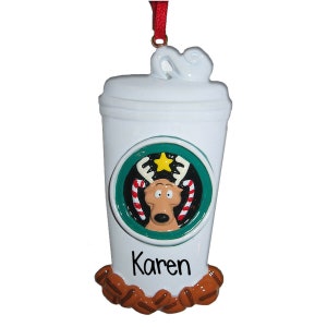 Adorno navideño personalizado de Star Buck Coffee. Café. Moca. Espresso. Capuchino. Personalización gratuita. Café con leche. Grande.