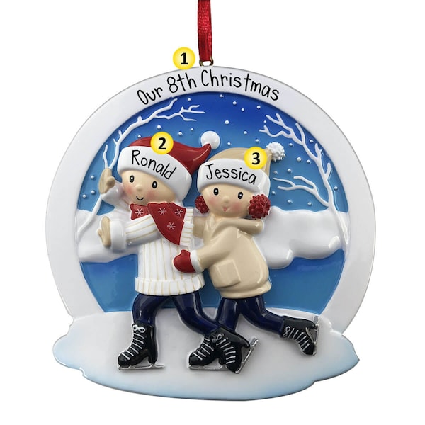 Personalized Ice Skating Couple Christmas Ornament - Outdoor Skaters - Winter Activities - Free Personalization - Perfect Handwriting