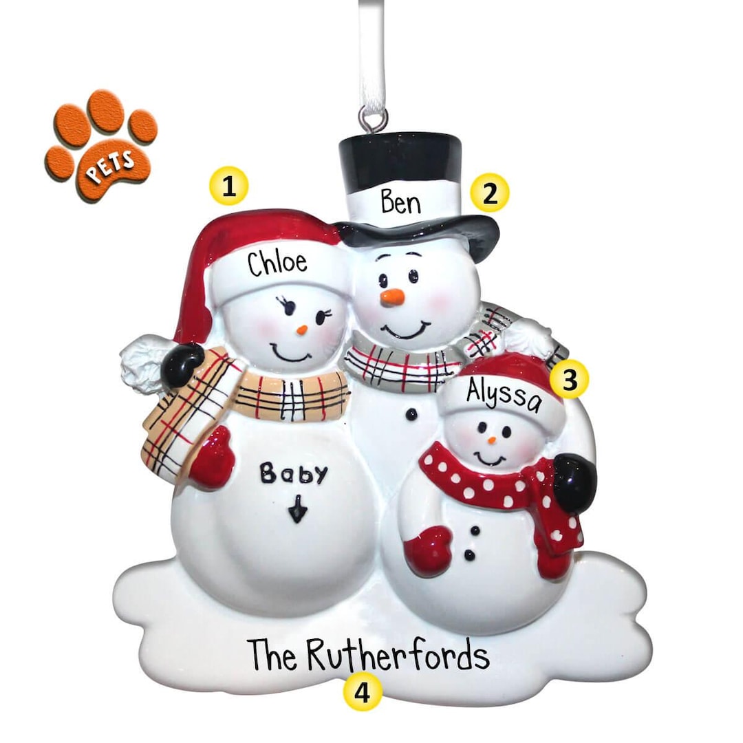 We're Expecting Snowman Family - 3 - Personalized Christmas Ornament ...