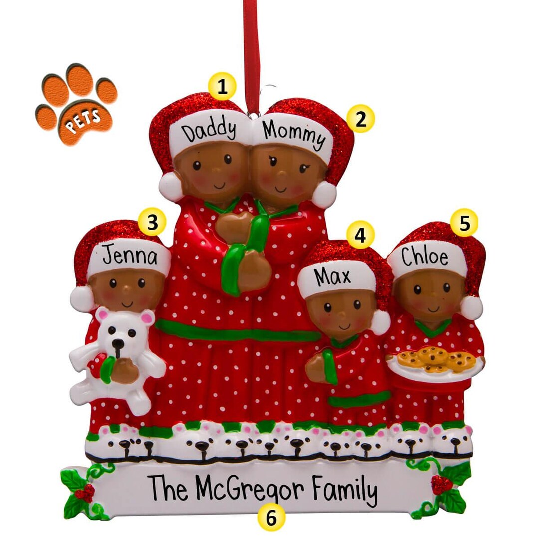 Christmas Family in Red Pajamas - African American - 5 - Christmas ...