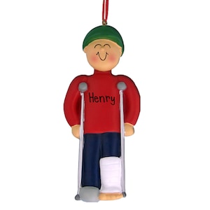 Male with Broken Leg - Christmas Ornaments -  cast - broken leg - break - accident - surgery - hospital