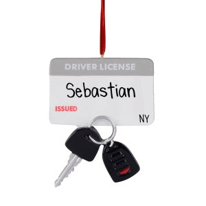 Gepersonaliseerd rijbewijs met sleutelhanger kerstornament - nieuwe bestuurder - leren rijden - 1e auto - auto - vrachtwagen - eerste