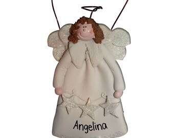 Angel Holding Stars - Personalized Christmas Ornaments - Angels heaven