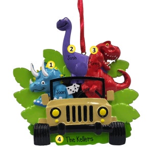 Dinosaur Christmas Ornament - 3 - Personalized Jurassic Family - Prehistoric Families - Paleontology Collectibles - Tyrannosaurus - Beasts
