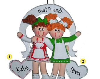 Schwestern Beste Freunde - Personalisierte Weihnachtsverzierung - Besties - Cousins - Enkel - Freie Personalisierung - Perfekte Handschrift