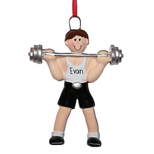 Power Lifter Man - Brown Hair - Personalized Ornaments - Fitness fitness - Weights - Working Out - Gym - Exercise