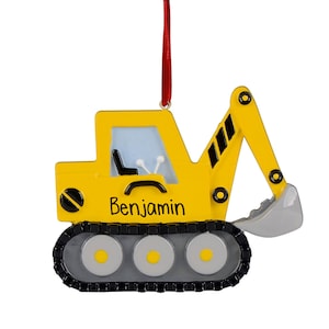 Personalized Backhoe or Excavator Christmas Ornament - Construction Equipment - Heavy Machinery - Earth Movers - Free Personalization